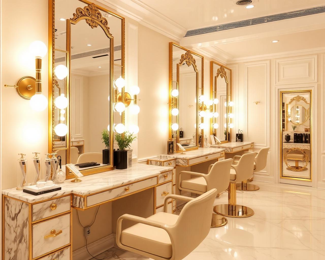 Elegant interior of Eternal Lotus salon in Dubai